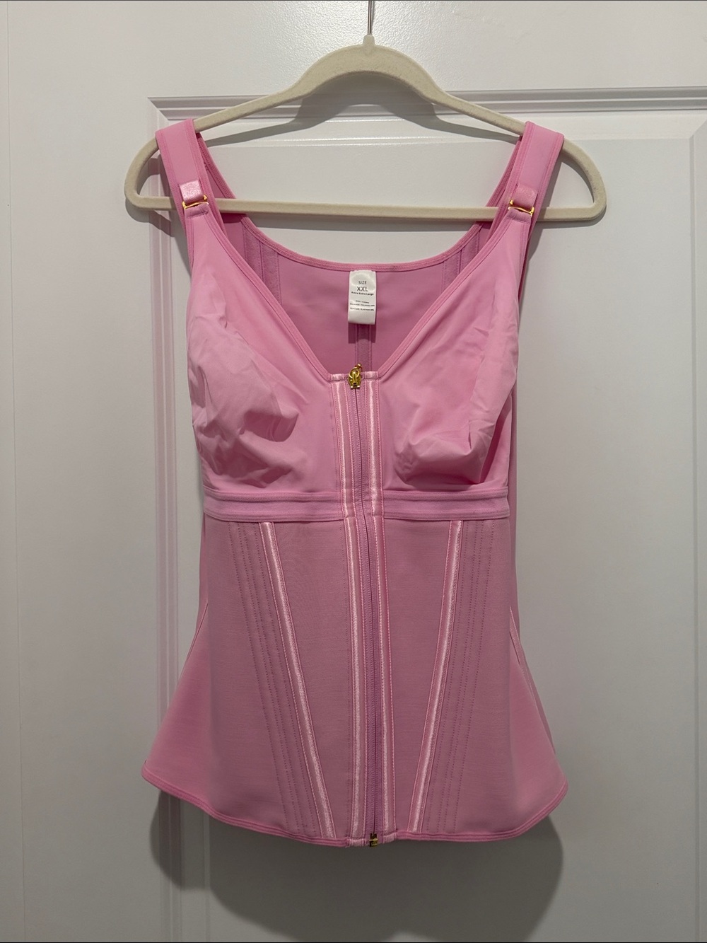 Women's Pink Shapewear Tank Top with Front Zipper